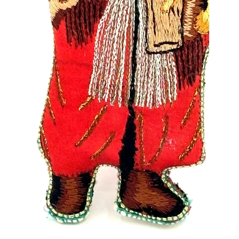 Embroidered Cloth Santa Christmas Ornament Stuffed Vintage Two Sided Old World‎